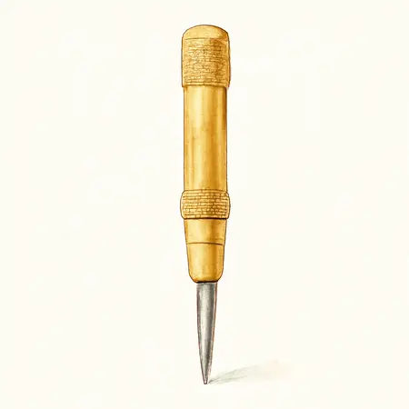 Water color illustrative image of a generic Automatic Center Punch with Brass Handle