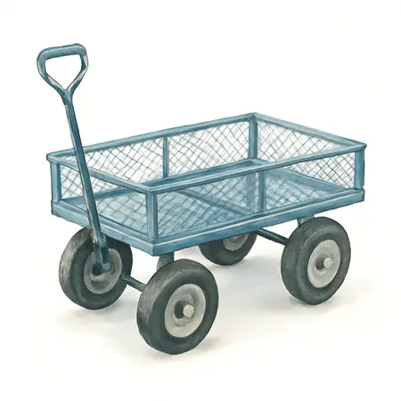 Water color illustrative image of a generic 1,000 Lb. Mesh Deck Steel Wagon