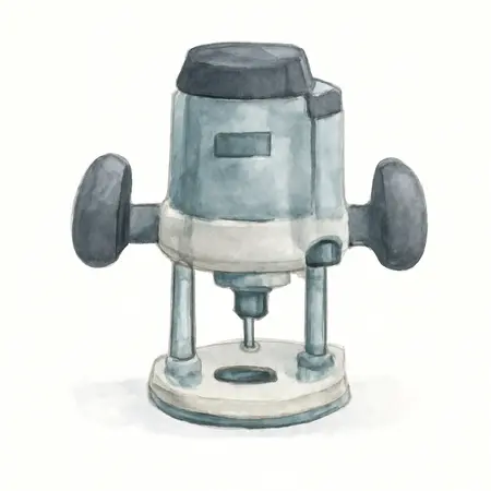 Water color illustrative image of a generic 1-1/2 HP max HP 1/4 in. Variable Speed Plunge Router