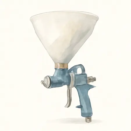 Water color illustrative image of a generic 1-1/2 gallon Gravity Feed Texture Air Spray Gun