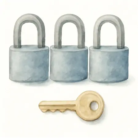 Water color illustrative image of a generic BUNKER HILL SECURITY 1-1/2 in. Keyed-Alike Padlocks, 3 Pack