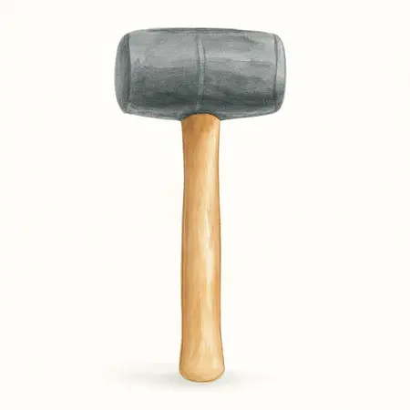 Water color illustrative image of a generic 1-1/2 lb. Rubber Mallet