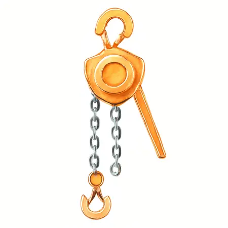 Water color illustrative image of a generic 1-1/2 ton Lever Manual Chain Hoist