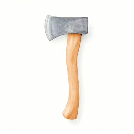 Water color illustrative image of a generic 1-1/4 lb. Hickory Axe