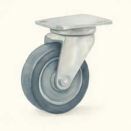 Water color illustrative image of a generic 1-5/8 in. Solid Rubber Swivel Caster