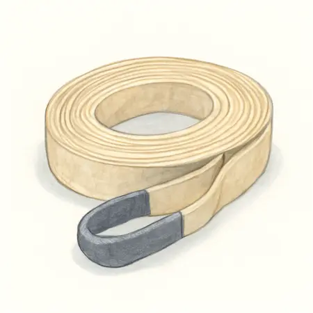Water color illustrative image of a generic 10,000 lb. Capacity 3 in. x 30 ft. Recovery Snatch Strap