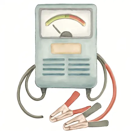 Water color illustrative image of a generic 1000 Amp DC, 6/12/24V Carbon Pile Battery and System Load Tester