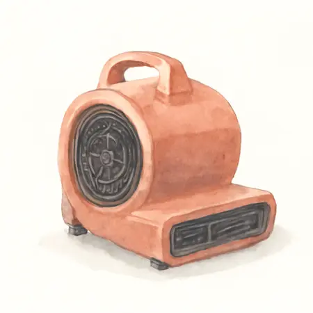 Water color illustrative image of a generic 1000 CFM, 1/5 HP Floor Blower