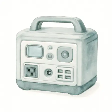 Water color illustrative image of a generic 1000 Watt Peak Output EXPLORER 550Wh Portable Power Station