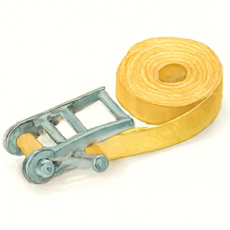 Water color illustrative image of a generic 1000 lb. Capacity 1-1/2 in. x 10 ft. Ratcheting Tie Down Straps, 4 Pack