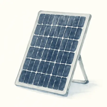 Water color illustrative image of a generic 100 Watt Monocrystalline Solar Panel