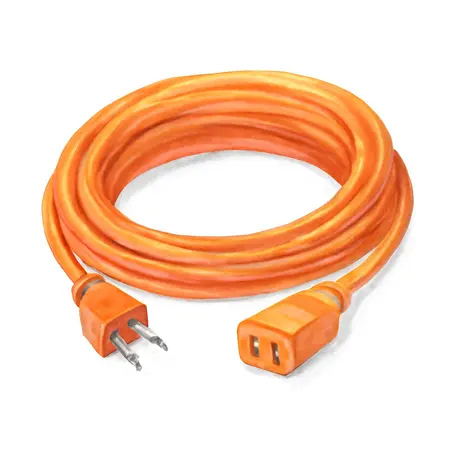 Water color illustrative image of a generic 100 ft. x 12/3 Gauge Outdoor Extension Cord, Orange
