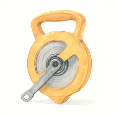 Water color illustrative image of a generic 100 ft. x 1/2 in. Open Reel Measuring Tape