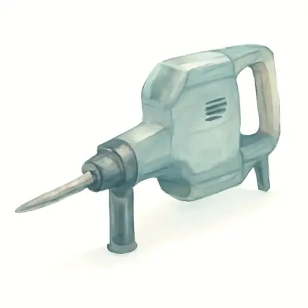 Water color illustrative image of a generic 10 Amp 12 lb. SDS-MAX Type Demolition Hammer with Maximum Vibration Control