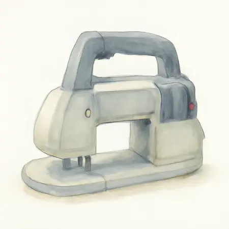 Water color illustrative image of a generic 10 Amp Deep Cut Variable Speed Band Saw
