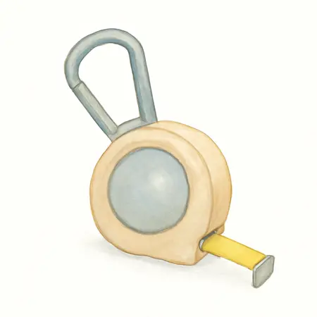 Water color illustrative image of a generic 10 Ft. Carabiner Tape Measure