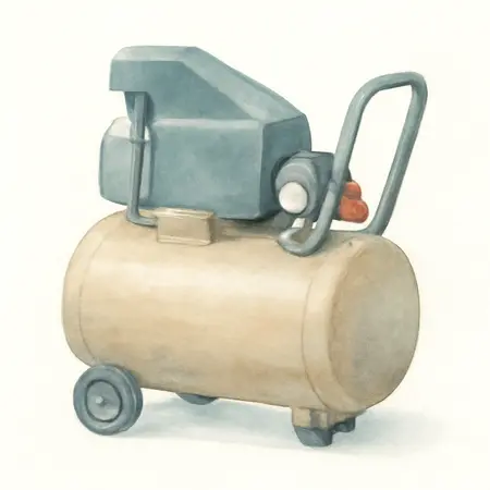 Water color illustrative image of a generic 10 Gallon Oil-Lube Portable Air Compressor