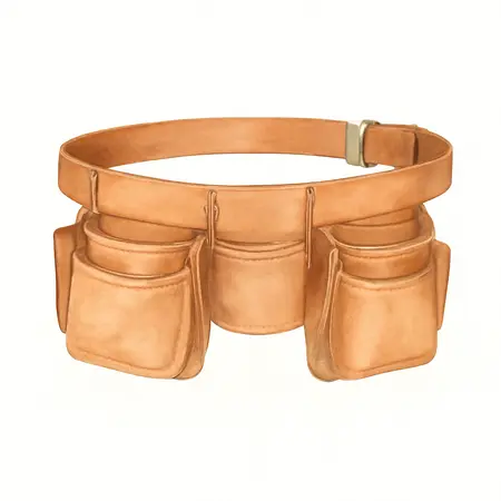 Water color illustrative image of a generic 10 Pocket Carpenters Leather Tool Belt