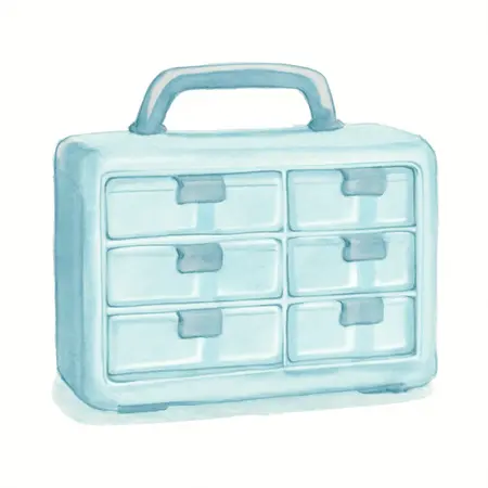 Water color illustrative image of a generic 10 Tray Utility Box