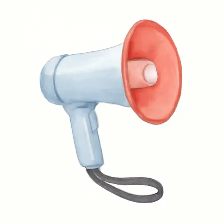 Water color illustrative image of a generic 10 Watt Handheld Megaphone