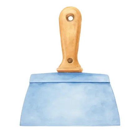 Water color illustrative image of a generic 10 in.  Blue Steel Taping Knife