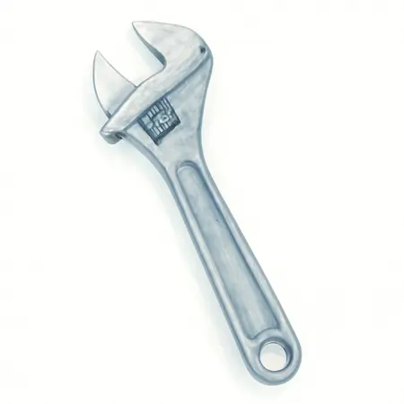 Water color illustrative image of a generic 10 in.  High Performance Adjustable Wrench