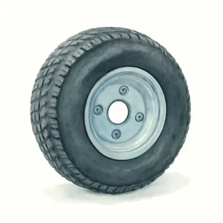 Water color illustrative image of a generic 10 in. Pneumatic Tire with Zinc Hub