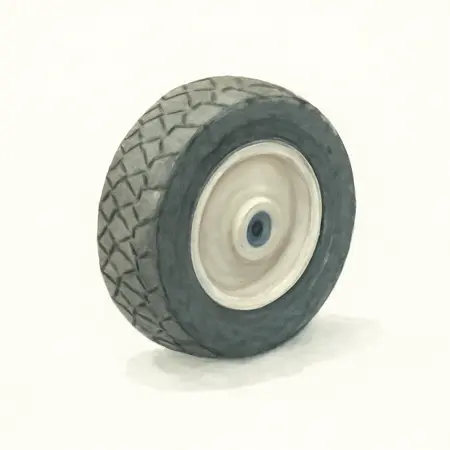 Water color illustrative image of a generic 10 in. Solid Rubber Tire with PVC Hub