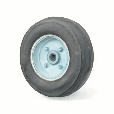 Water color illustrative image of a generic 10 in. Solid Rubber Tire with Steel Hub