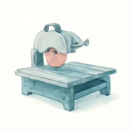 Water color illustrative image of a generic 15 Amp 10 in.  Wet Tile Saw with Sliding Table and Extended Rip Capacity