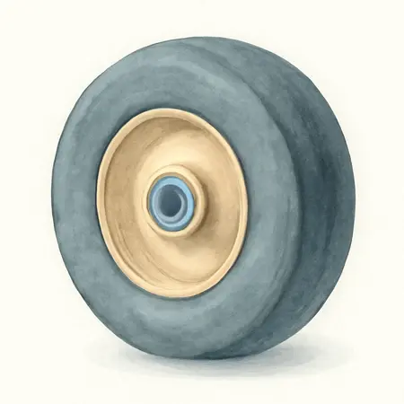 Water color illustrative image of a generic 10 in. Worry Free Tire with Polyurethane Hub