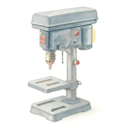 Water color illustrative image of a generic 10 in., 5-Speed Bench Drill Press with Light
