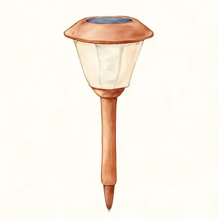 Water color illustrative image of a generic 10 in. Solar LED Copper Finish Pathway Lights, 10-Pack