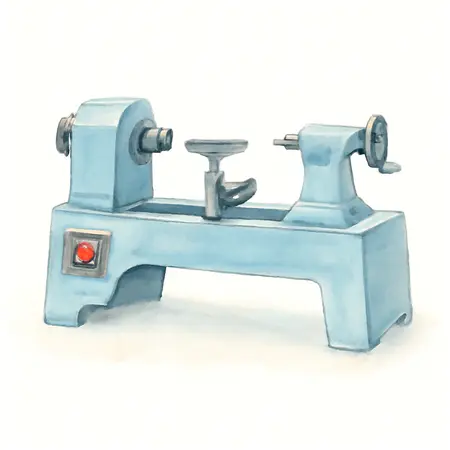 Water color illustrative image of a generic 10 in. x 18 in., 5-Speed, 1/2 HP Benchtop Wood Lathe