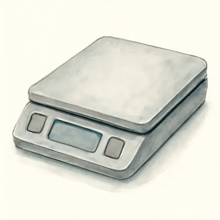 Water color illustrative image of a generic 110 lb. Stainless Steel Digital Postal Scale