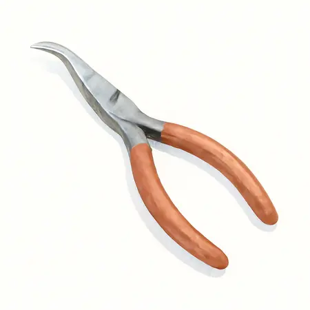 Water color illustrative image of a generic 11 in. 45° Bent Nose Long Reach Pliers