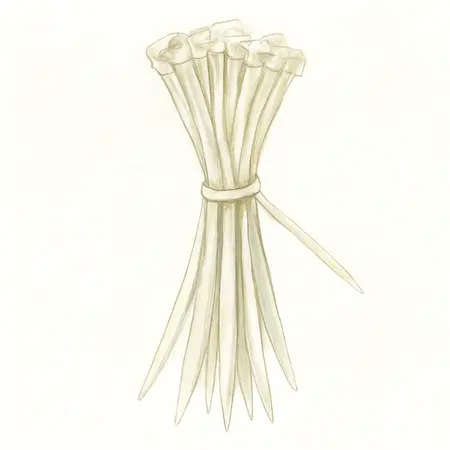 Water color illustrative image of a generic 11 in. White Cable Ties, 100 Pack