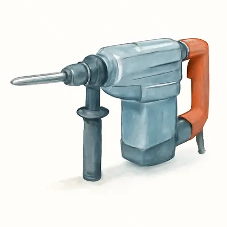 Water color illustrative image of a generic 12.5 Amp 23 lb. SDS Max Type Demolition Hammer Kit