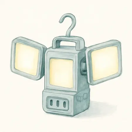Water color illustrative image of a generic 12,000 Lumen, Linkable LED Hanging Work Light With 360° Light Output