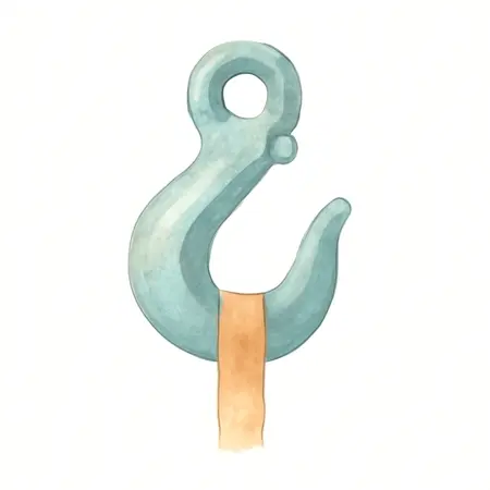 Water color illustrative image of a generic 12000 lb.  Forged Alloy Steel Winch Hook