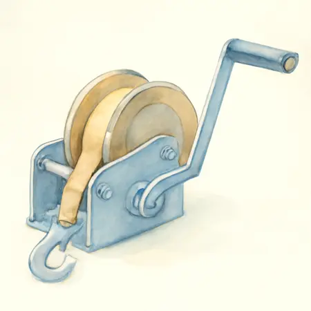 Water color illustrative image of a generic 1200 lb. Capacity Hand Winch