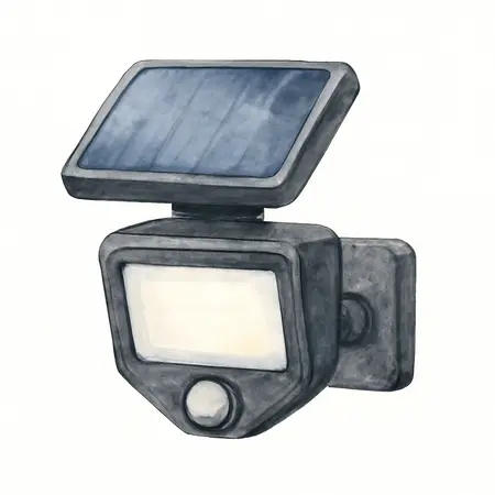 Water color illustrative image of a generic 120 Lumen Solar Motion Security Light - Black