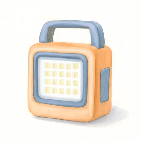 Water color illustrative image of a generic 1250 Lumen LED Rechargeable Battery Bank Work Light