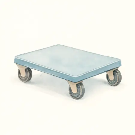 Water color illustrative image of a generic 1250 lb. Capacity Low-Profile Motorcycle Dolly