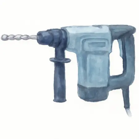 Water color illustrative image of a generic 12 Amp 1-9/16 in. SDS-MAX Type Variable Speed Rotary Hammer with Maximum Vibration Control