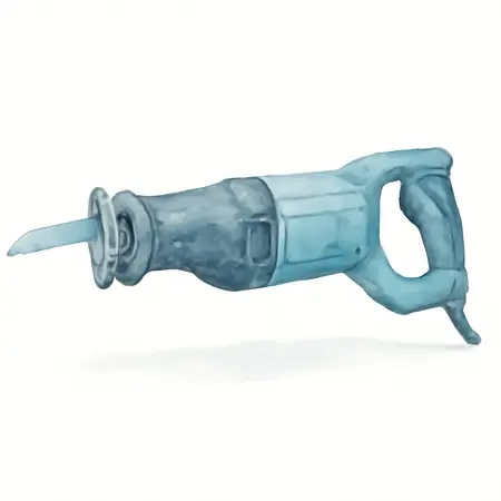 Water color illustrative image of a generic 12 Amp Variable Speed Reciprocating Saw