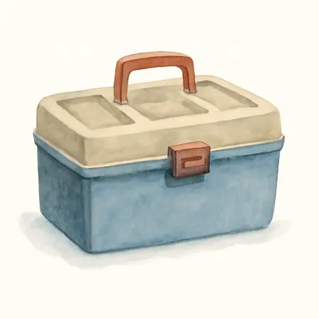 Water color illustrative image of a generic 12 In Toolbox with Top Tray
