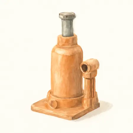 Water color illustrative image of a generic 12 Ton Heavy Duty Hydraulic Bottle Jack