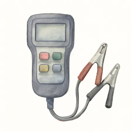 Water color illustrative image of a generic 12V Digital Battery and System Tester