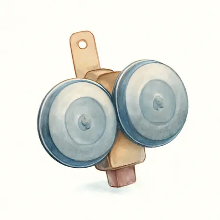 Water color illustrative image of a generic 12V Twin-Disc Horn